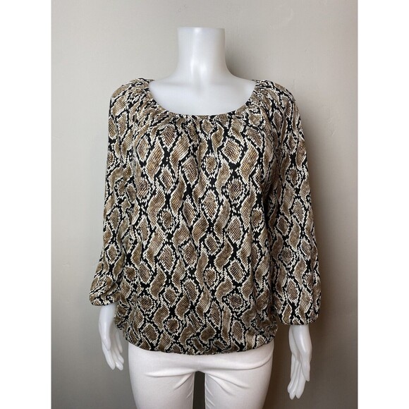 F. Michael Kors Top Size L Print Multicolor Long Sleeve Round Neck NWT $64 - Picture 4 of 11